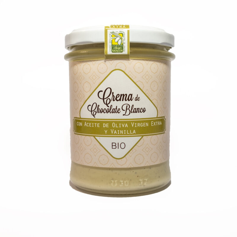 CREMA BIO&FT de Chocolate BLANCO con 45% de A.O.V.E y VAINILLA, 200 g.
