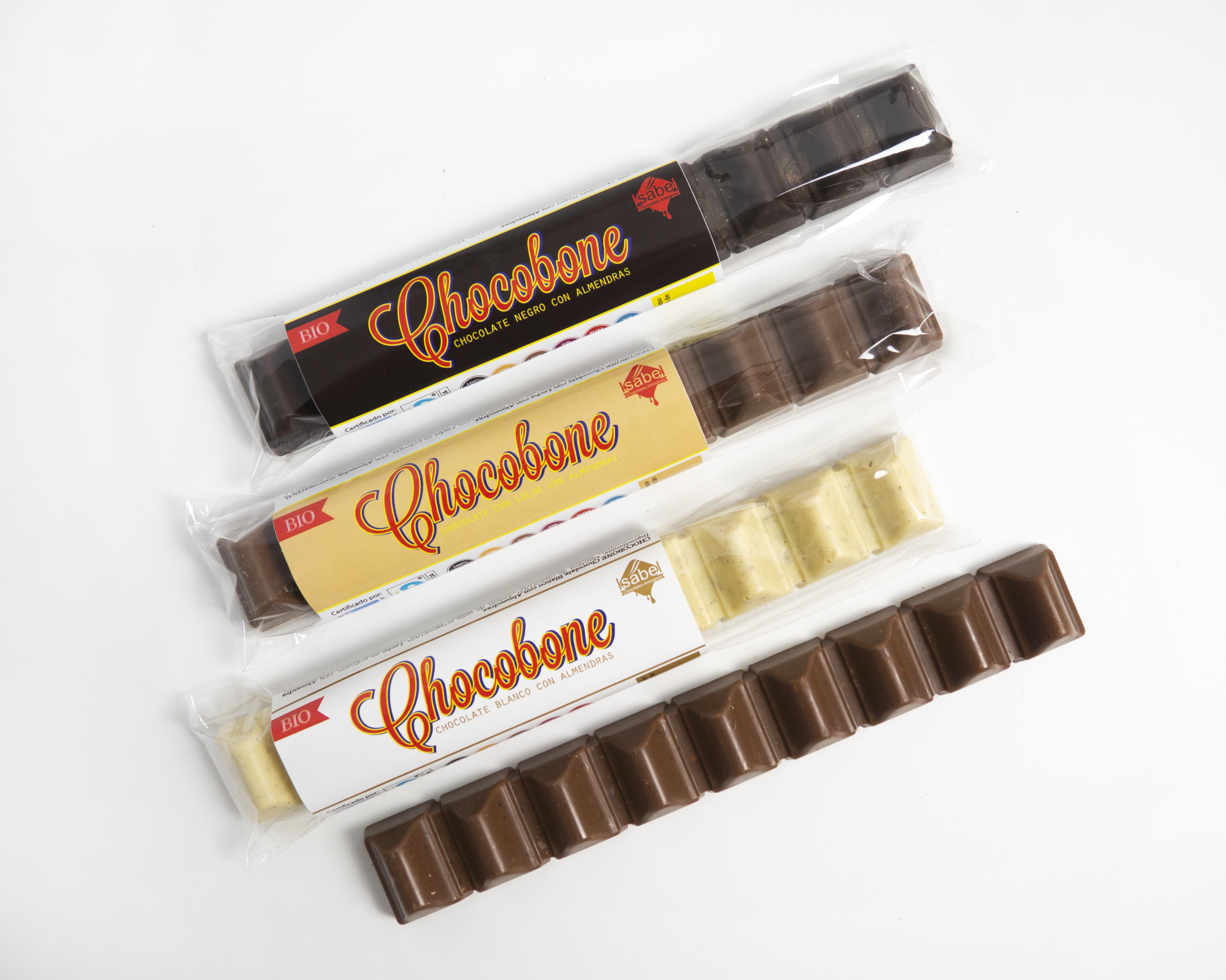 CHOCOBONE BIO&FT Chocolate BLANCO y Almendra caramelizada - Imagen 4