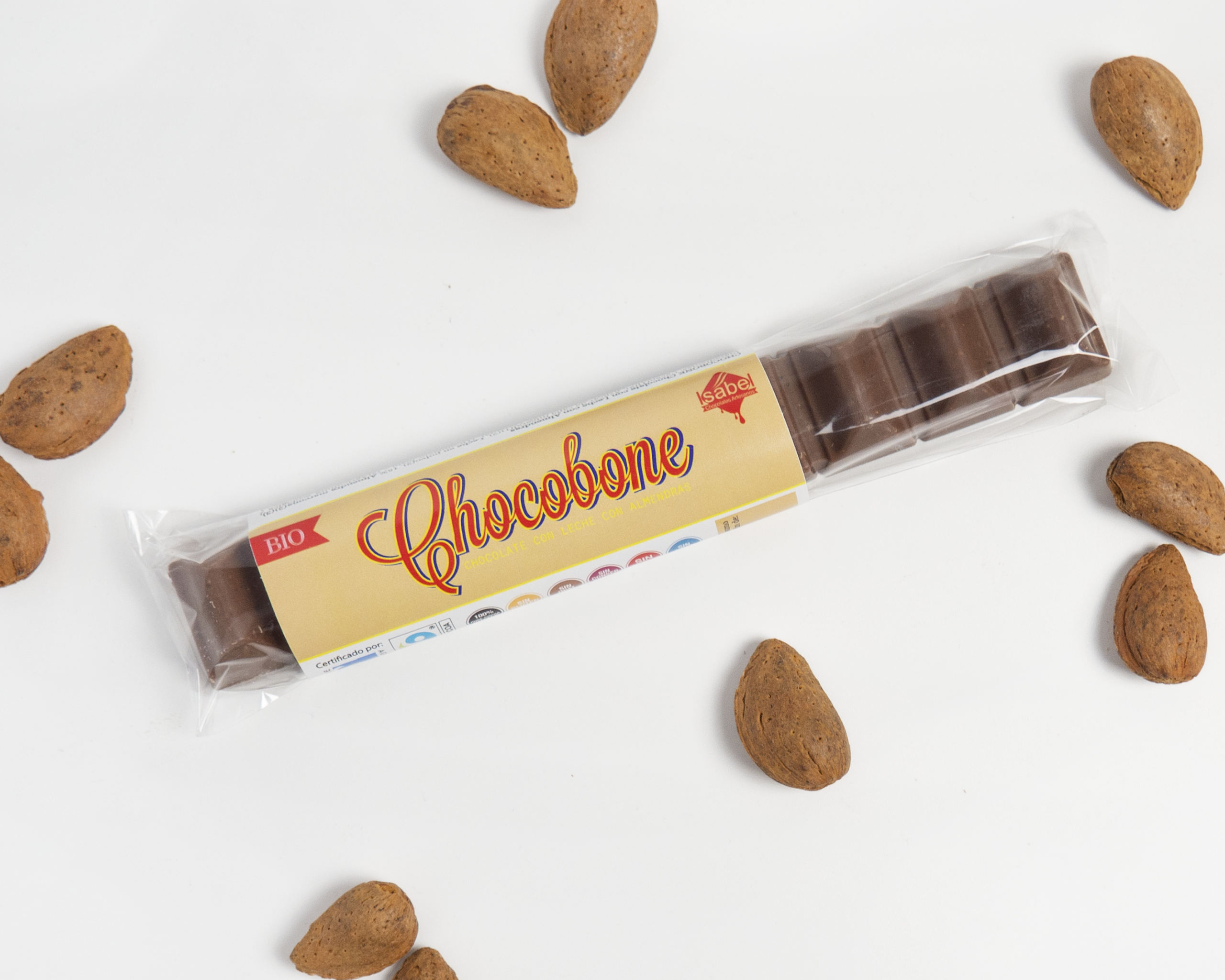 CHOCOBONE BIO&FT Chocolate con LECHE y Almendra caramelizada