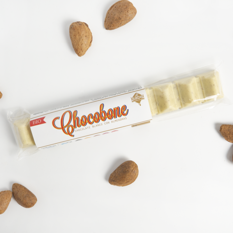 CHOCOBONE Chocolate Blanco y Almendra caramelizada 100Gr