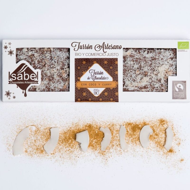 TURRÓN Artesano BIO&FT – Chocolate BLANCO con COCO y CURRY