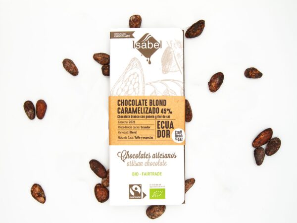 Tableta Chocolate BIO blond caramelizado Fairtrade Bean To BAr