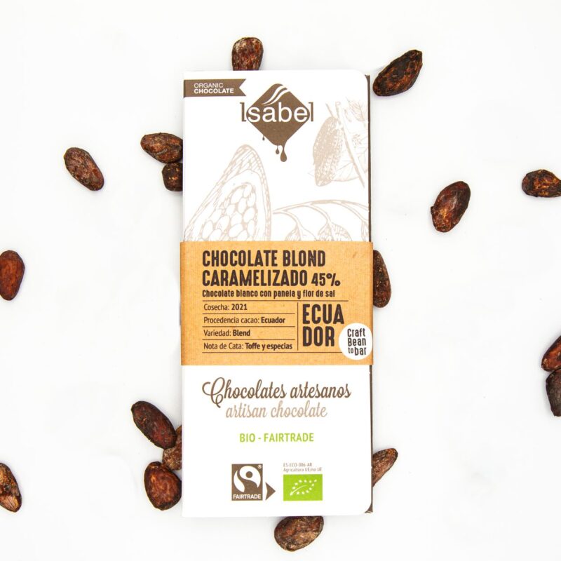 Tableta Chocolate BIO blond caramelizado Fairtrade Bean To BAr