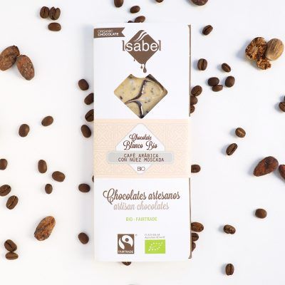 Tableta Chocolate Blanco con Cafe Arábica y Nuez Moscada- BIO y ECO