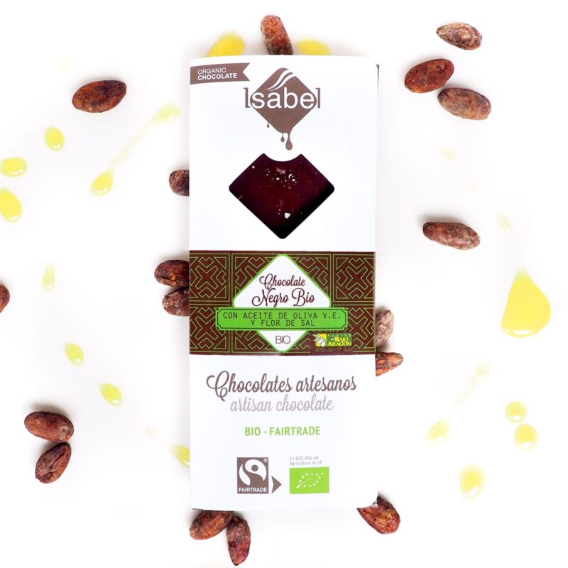 Tableta Chocolate Negro, AOVE y Flor de Sal BIO y ECO