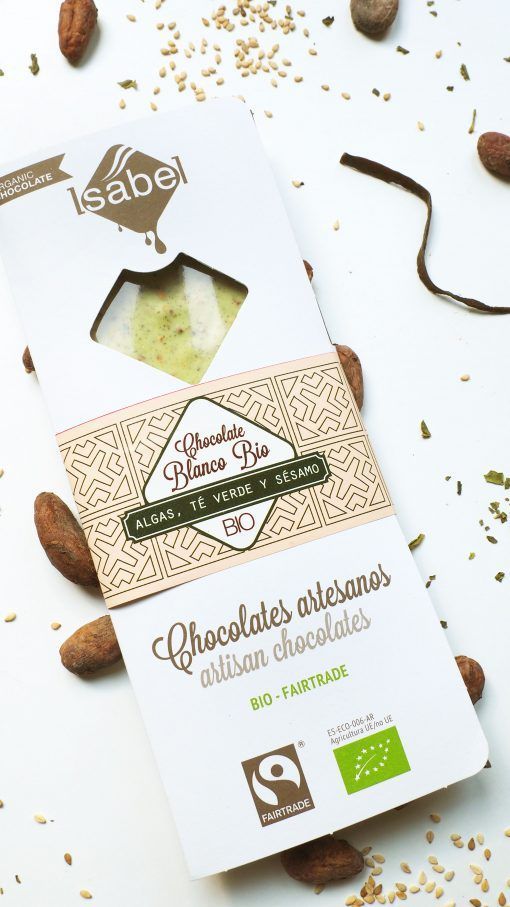 Tableta chocolate Blanco con Algas, Té Verde y Sésamo BIO FAIRTRADE