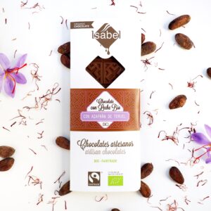 Tableta de Chocolate con Leche y Azafrán de Teruel - BIO y ECO